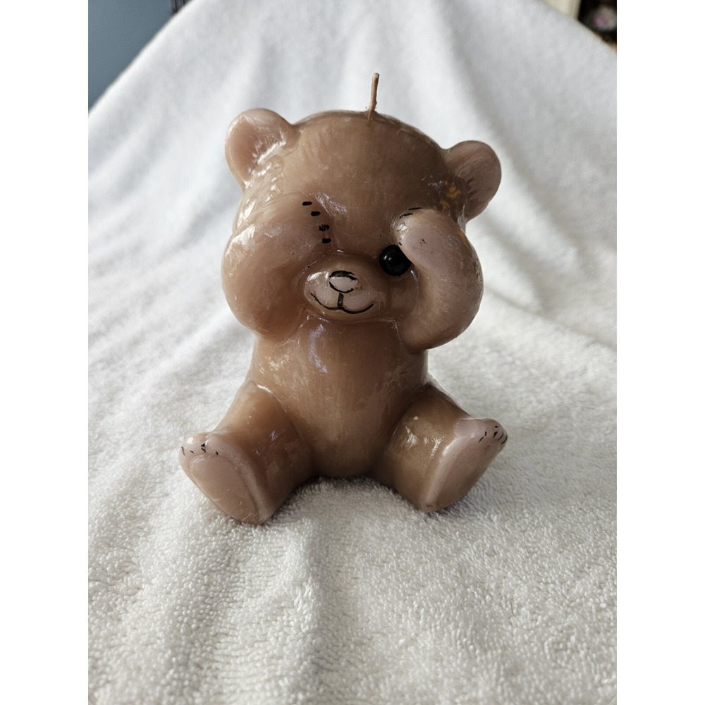 Vintage teddy bear shaped pink Tone candle 5 Inch Tall